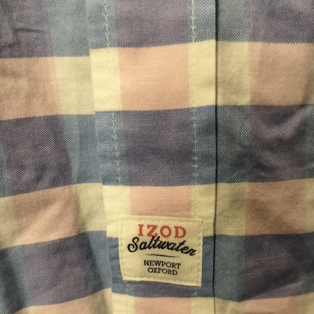 IZOD Saltwater Newport Oxford Relaxed Fit Plaid Button Down Shirt Mens XL - Picture 4 of 6